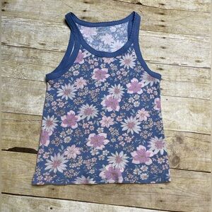 American Eagle Floral Tank Top Scalloped Neckline Y2K Retro Style